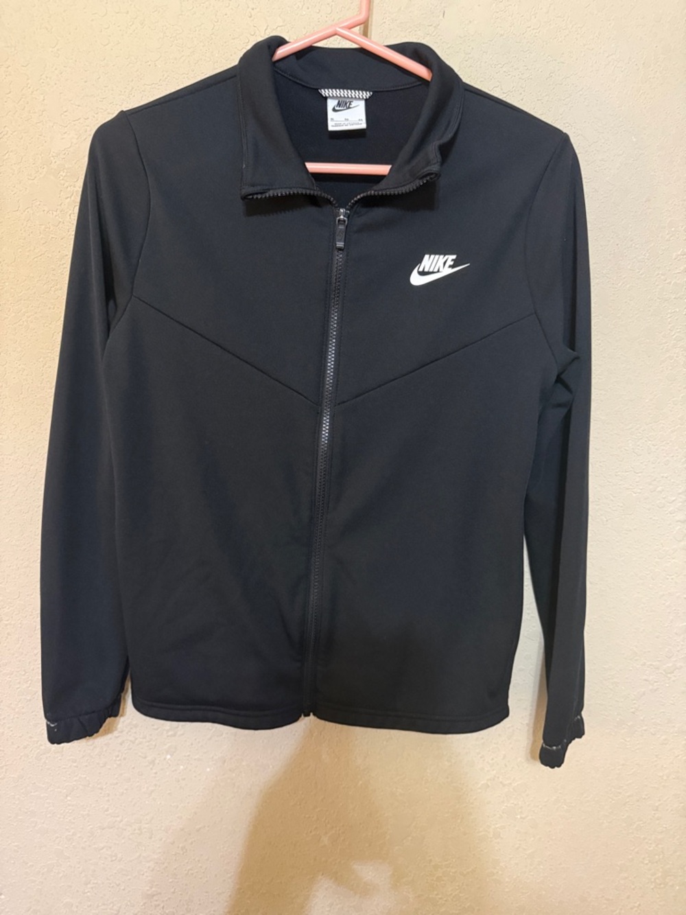 Nike Black Jacket with White Swoosh Logo youth